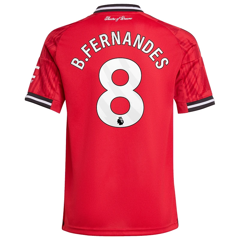 Youth adidas Bruno Fernandes Red Manchester United Home 2025/26 Replica Player Jersey