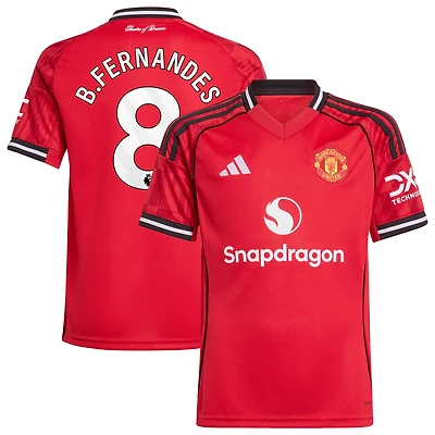 Youth adidas Bruno Fernandes Red Manchester United Home 2025/26 Replica Player Jersey