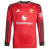 Youth adidas Bruno Fernandes Red Manchester United Home 2025/26 Replica Player Long Sleeve Jersey