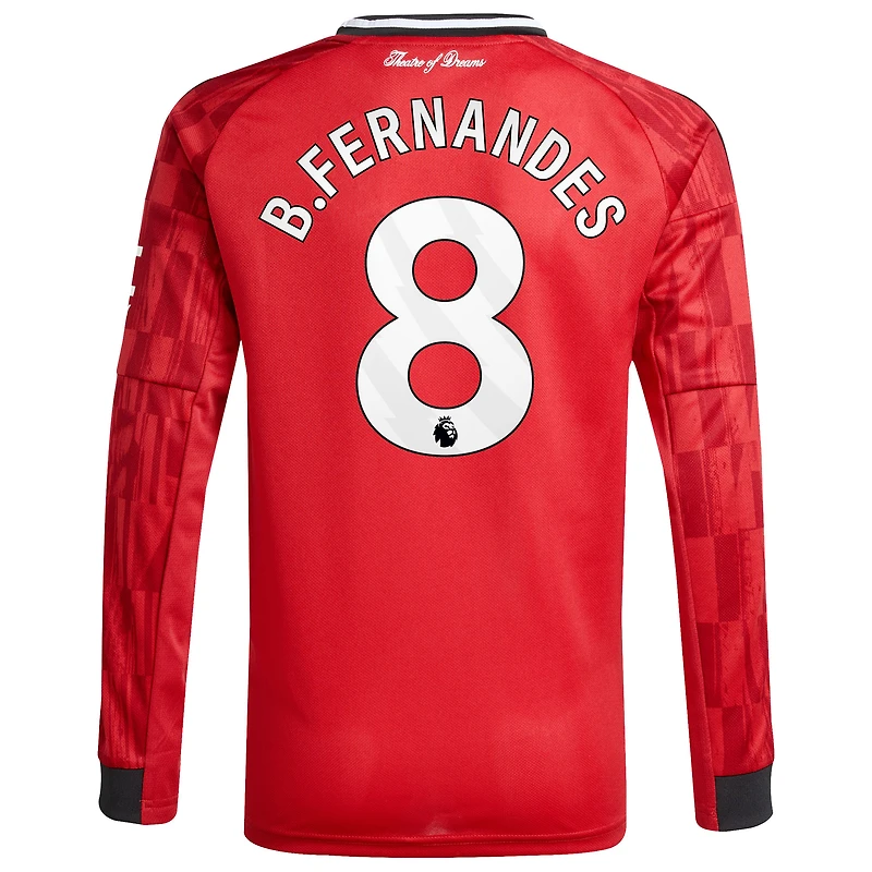 Maillot à manches longues réplique rouge pour jeune joueur adidas Bruno Fernandes Manchester United Domicile 2025/26