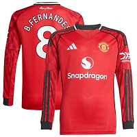 Maillot à manches longues réplique rouge pour jeune joueur adidas Bruno Fernandes Manchester United Domicile 2025/26