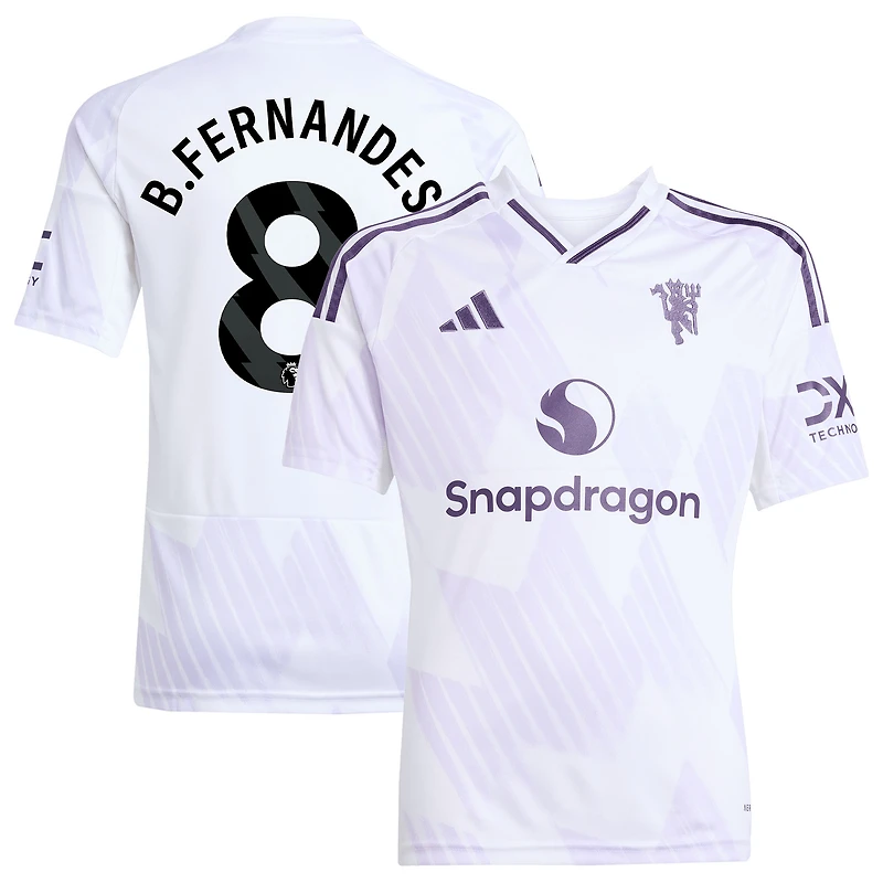 Youth adidas Bruno Fernandes White Manchester United 2025/26 Away Replica Player Jersey