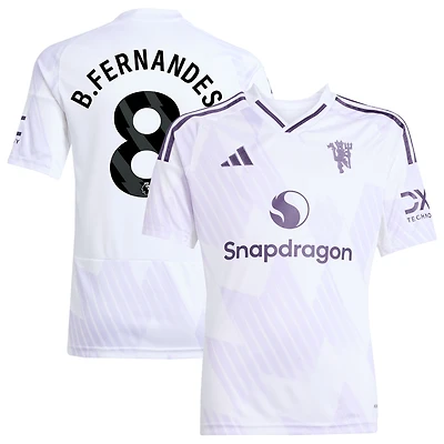 Youth adidas Bruno Fernandes White Manchester United 2025/26 Away Replica Player Jersey