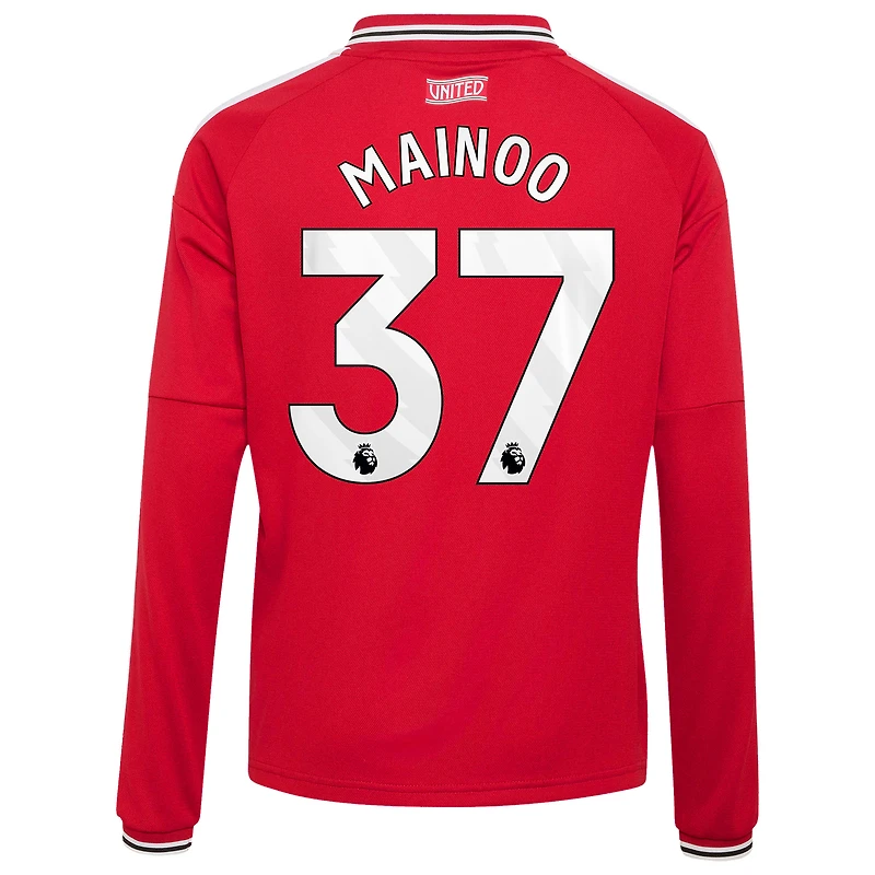 Youth adidas Kobbie Mainoo Red Manchester United 2026/27 Home Replica Long Sleeve Jersey