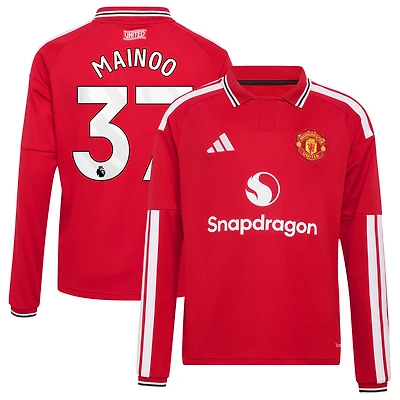 Youth adidas Kobbie Mainoo Red Manchester United 2026/27 Home Replica Long Sleeve Jersey