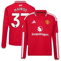 Youth adidas Kobbie Mainoo Red Manchester United 2026/27 Home Replica Long Sleeve Jersey