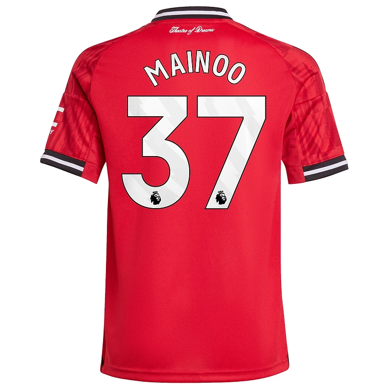 Youth adidas Kobbie Mainoo Red Manchester United Home 2025/26 Replica Player Jersey