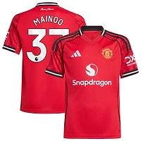 Youth adidas Kobbie Mainoo Red Manchester United Home 2025/26 Replica Player Jersey