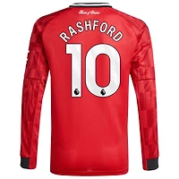 Youth adidas Marcus Rashford Red Manchester United Home 2025/26 Replica Player Long Sleeve Jersey