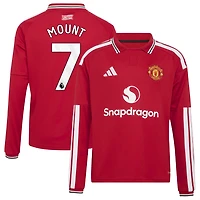 Maillot domicile réplique manches longues adidas Mason Mount rouge Manchester United 2026/27 pour jeunes