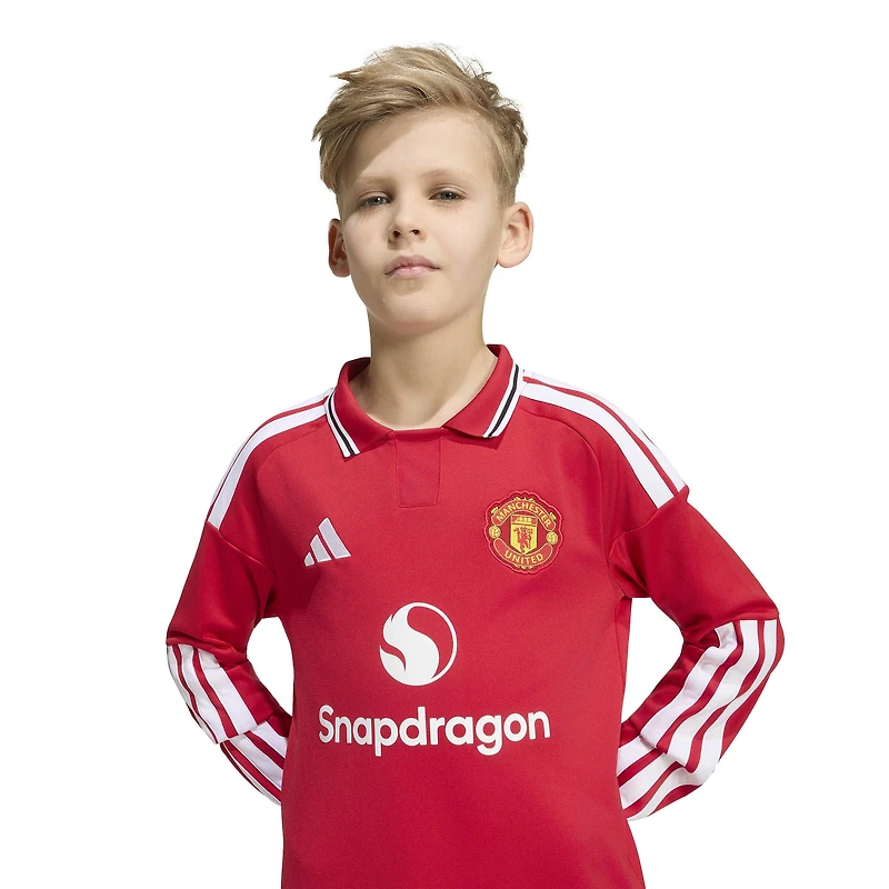 Youth adidas  Red Manchester United 2026/27 Home Replica Long Sleeve Jersey