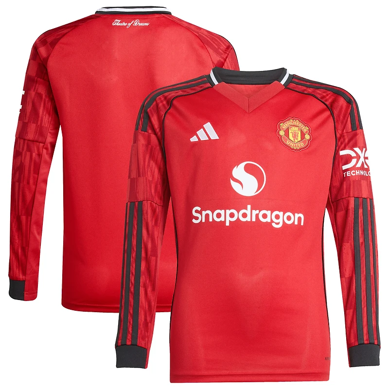 Maillot manches longues réplique rouge adidas Manchester United Domicile 2025/26 pour enfant