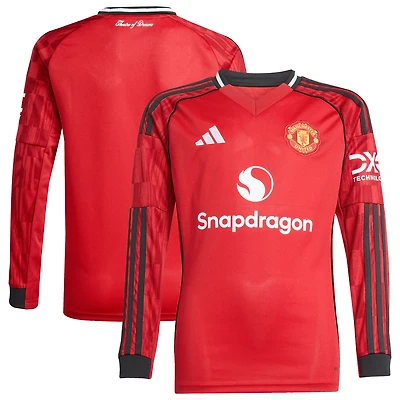 Maillot manches longues réplique rouge adidas Manchester United Domicile 2025/26 pour enfant