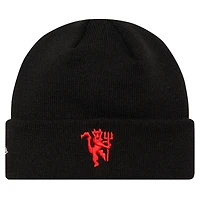 Bonnet en tricot à revers noir Manchester United Always Red New Era pour jeune
