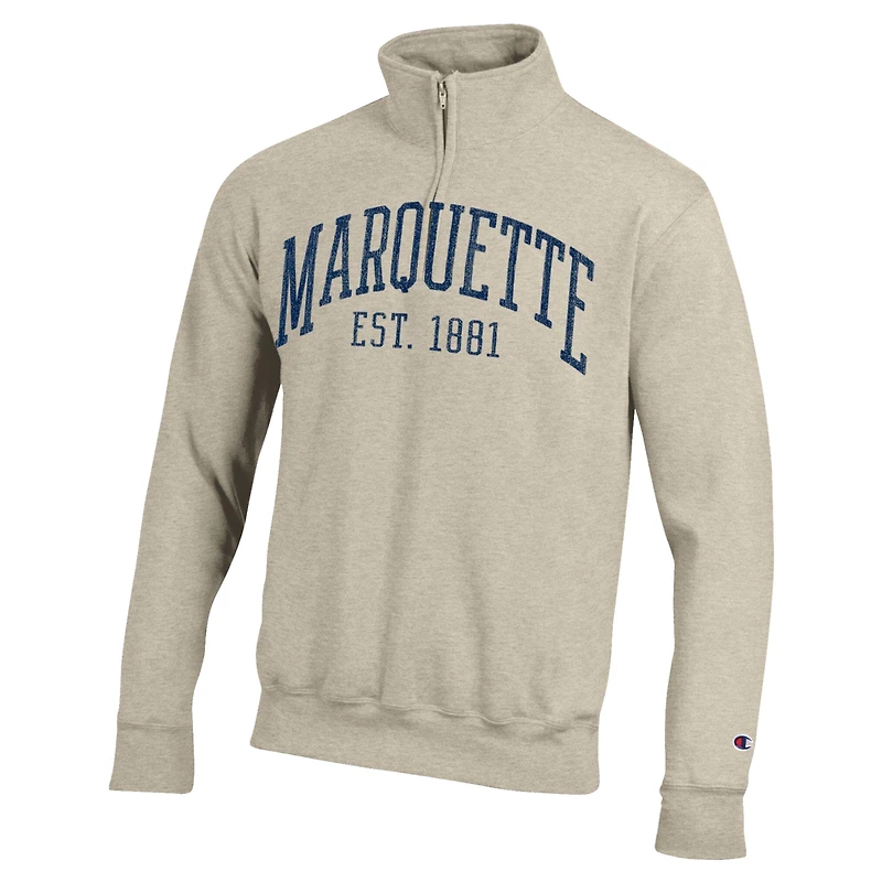 Men's Champion Cream Marquette Golden Eagles Established Date Quarter-Zip Pullover
