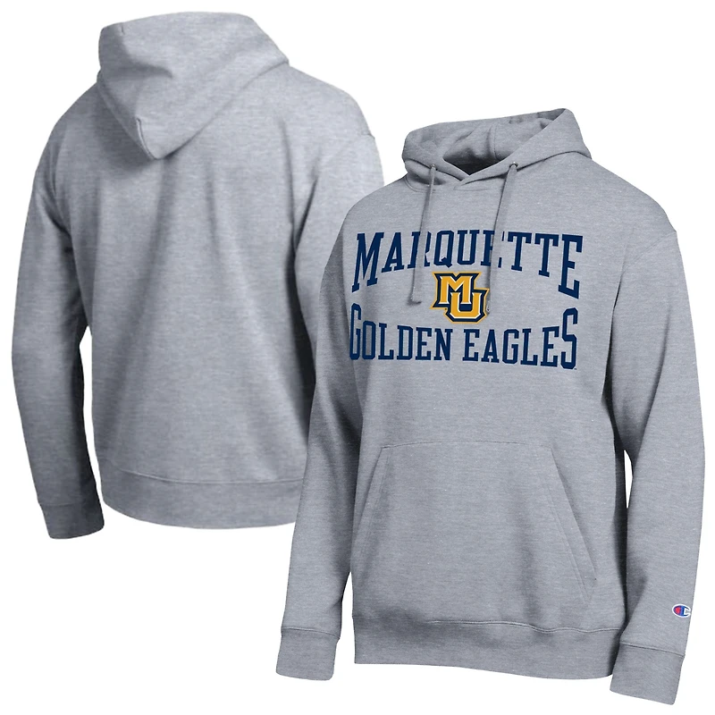 Men's Champion Heather Gray Marquette Golden Eagles Team Hoodie