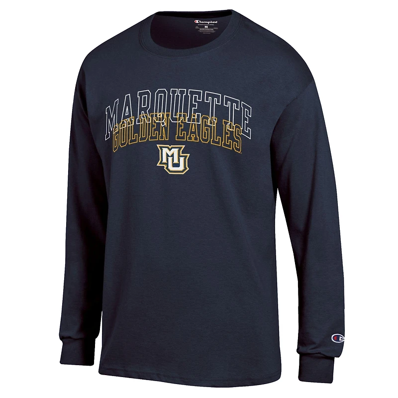 T-shirt à manches longues Champion Navy Marquette Golden Eagles pour homme