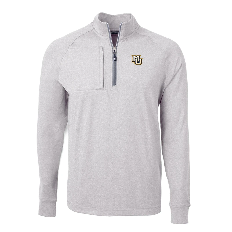 Men's Cutter & Buck  Heather Gray Marquette Golden Eagles Big Tall Adapt Eco Knit Quarter-Zip Pullover Top
