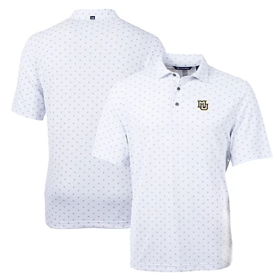 Men's Cutter & Buck White Marquette Golden Eagles Big Tall Virtue Eco Pique Tile Print Recycled Polo