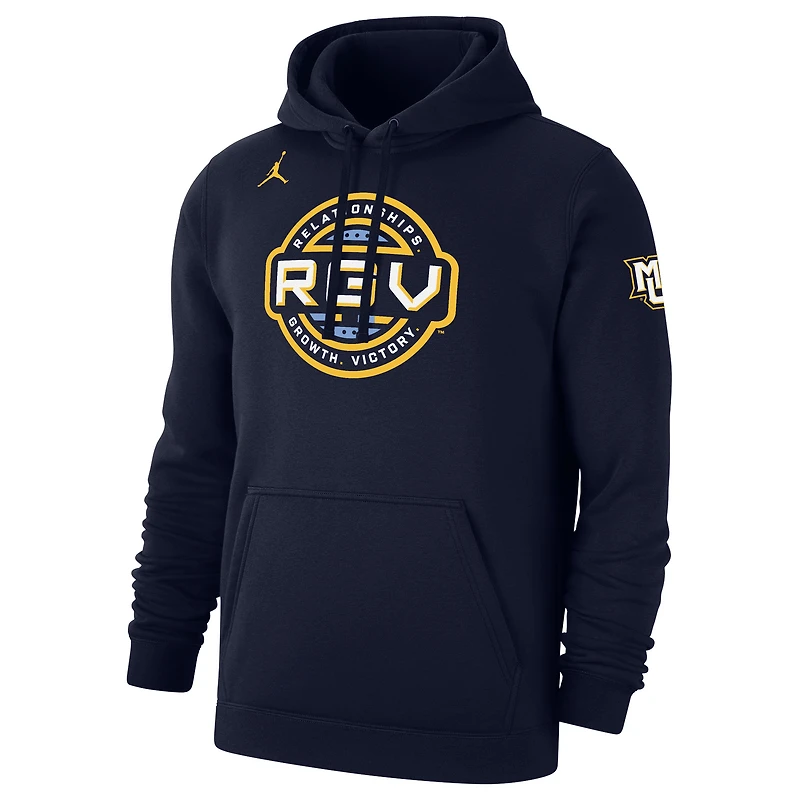 Sweat à capuche en polaire Jordan Brand bleu marine Marquette Golden Eagles RGV Basketball Club pour homme