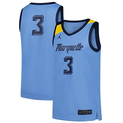 Maillot de basket-ball réplique Jordan Brand #3 Blue Marquette Golden Eagles pour homme