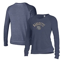 Women's Alternative Apparel Navy Marquette Golden Eagles Slouchy Pullover Sweatshirt