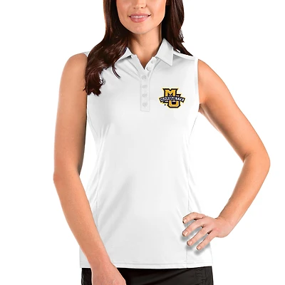 Women's Antigua White Marquette Golden Eagles Tribute Sleeveless Polo