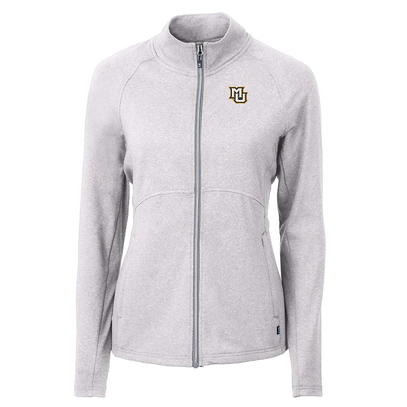 Women's Cutter & Buck  Heather Gray Marquette Golden Eagles Adapt Eco Knit Recycled Full-Zip Jacket