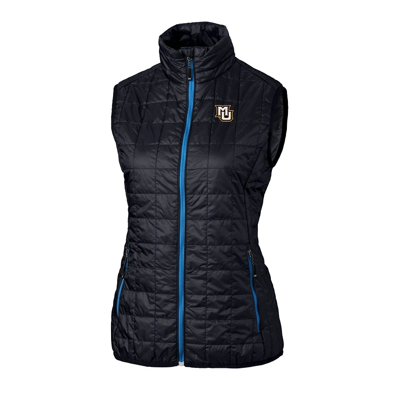 Women's Cutter & Buck Navy Marquette Golden Eagles Eco Full-Zip Puffer Vest