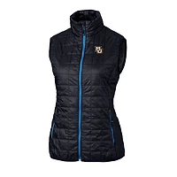 Women's Cutter & Buck Navy Marquette Golden Eagles Eco Full-Zip Puffer Vest