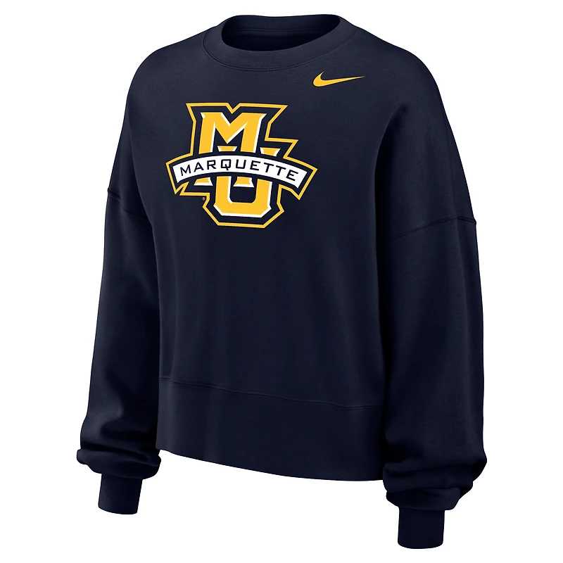 Women's Nike Navy Marquette Golden Eagles Phoenix Fleece Pullover Sweatshirt