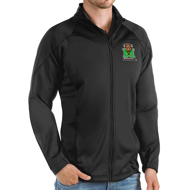 Veste de golf zippée intégrale Antigua Black Marshall Thundering Herd Links pour homme
