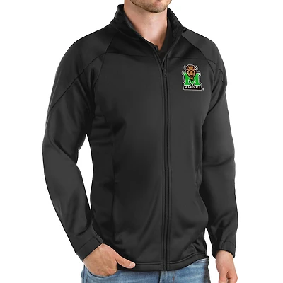 Veste de golf zippée intégrale Antigua Black Marshall Thundering Herd Links pour homme