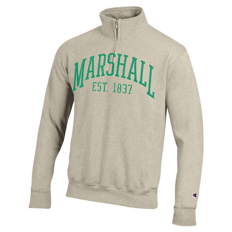 Pull à col zippé pour homme Champion Cream Marshall Thundering Herd Established Date