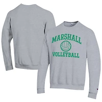 Men's Champion  Gray Marshall Thundering Herd Icon Logo Volleyball Eco Powerblend Pullover Sweatshirt