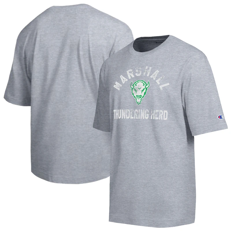 Men's Champion Heather Gray Marshall Thundering Herd Weathered Team T-Shirt