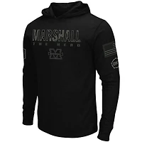 Colosseum Black Marshall Thundering Herd OHT Military Appreciation Hoodie T-shirt à manches longues pour homme