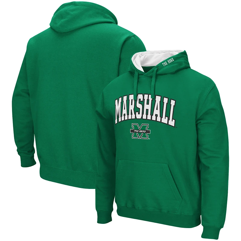 Men's Colosseum Black Marshall Thundering Herd Arch & Logo 3.0 Pullover Hoodie