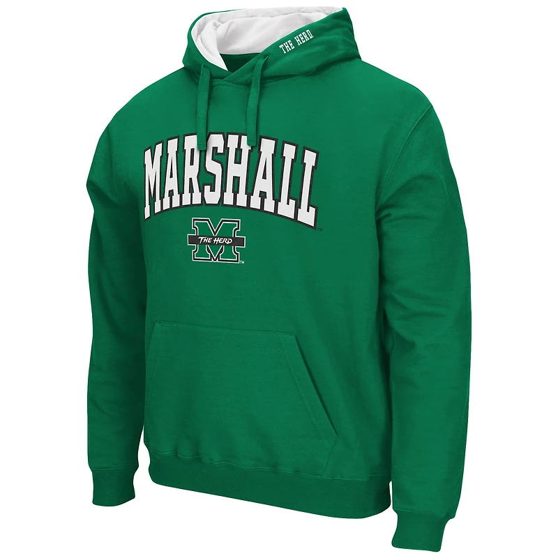 Men's Colosseum Black Marshall Thundering Herd Arch & Logo 3.0 Pullover Hoodie