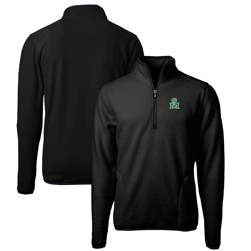 Veste polaire sherpa écologique noire Marshall Thundering Herd Vault Cascade pour homme, coupe-vent et buck, avec fermeture éclair quart de tour