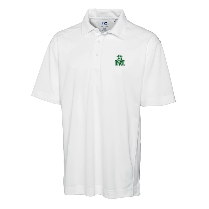 Men's Cutter & Buck White Marshall Thundering Herd DryTec Genre Textured Solid Polo