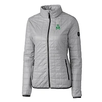 Women's Cutter & Buck Gray Marshall Thundering Herd Vault Rainier PrimaLoft Eco Insulated Full-Zip Puffer Jacket