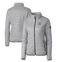 Women's Cutter & Buck Gray Marshall Thundering Herd Vault Rainier PrimaLoft Eco Insulated Full-Zip Puffer Jacket