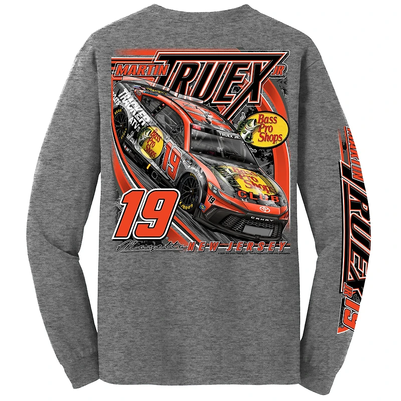Men's Joe Gibbs Racing Team Collection  Heather Charcoal Martin Truex Jr Bass Pro Shops Car Long Sleeve T-Shirt