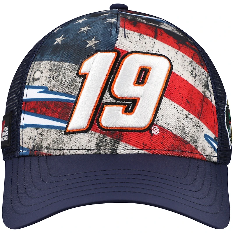Chapeau réglable patriotique bleu marine Martin Truex Jr de la collection Joe Gibbs Racing Team pour hommes