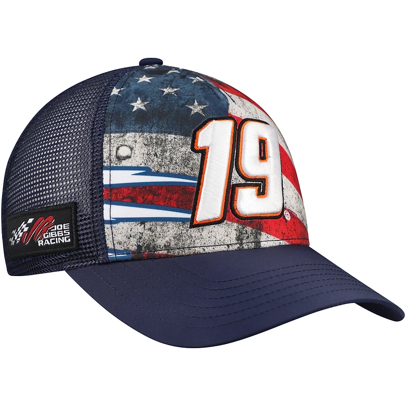 Chapeau réglable patriotique bleu marine Martin Truex Jr de la collection Joe Gibbs Racing Team pour hommes