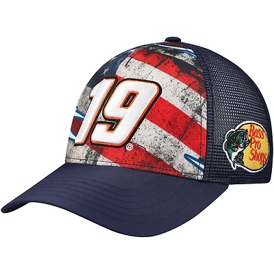 Chapeau réglable patriotique bleu marine Martin Truex Jr de la collection Joe Gibbs Racing Team pour hommes