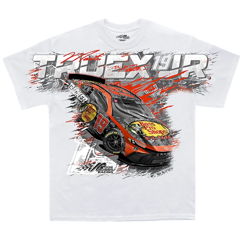 Men's Joe Gibbs Racing Team Collection  White Martin Truex Jr Bass Pro Shops Car T-Shirt