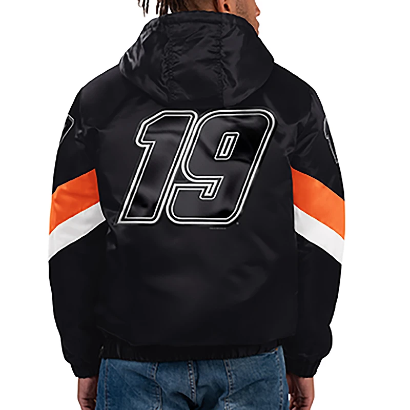 Veste à capuche demi-zip en satin Starter Black Martin Truex Jr Home Team pour hommes