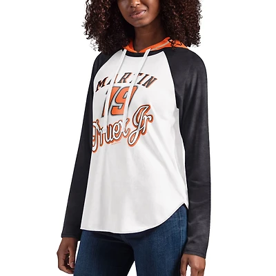T-shirt à capuche et manches longues G-III 4Her par Carl Banks pour femmes, blanc, Martin Truex Jr MVP Raglan
